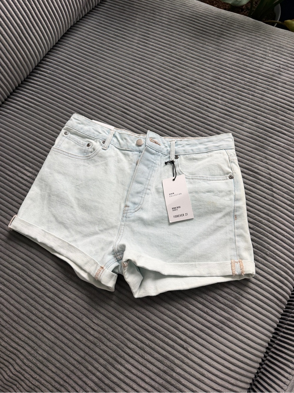 Forever 21 Pale Blue High-Rise Denim Shorts